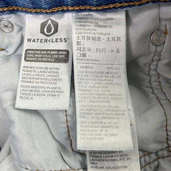 Levis Pants Womens 29x28 Blue 501S Skinny Button Fly Distressed Denim Jeans - Picture 4 of 14